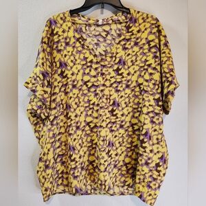 Jodifl Boutique Brand Leopard Print Top In Neon Yellow And Purple Size Small New
